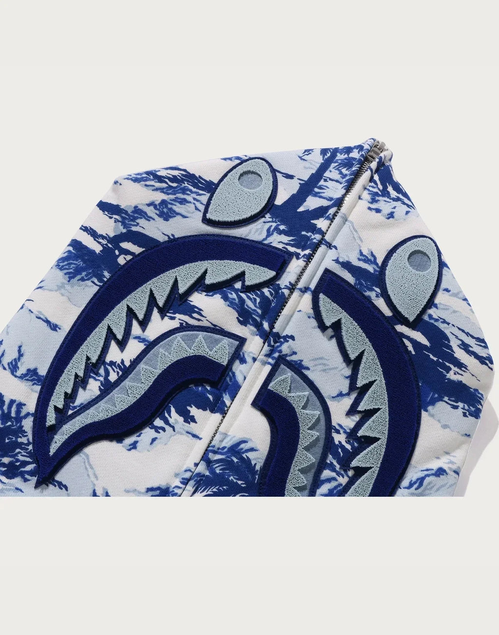 Relaxed Palm Camo Full-Zip Hoodie - Blue