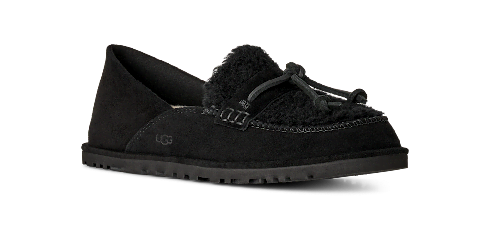 Women's Suede Sheepskin Loafer - Black