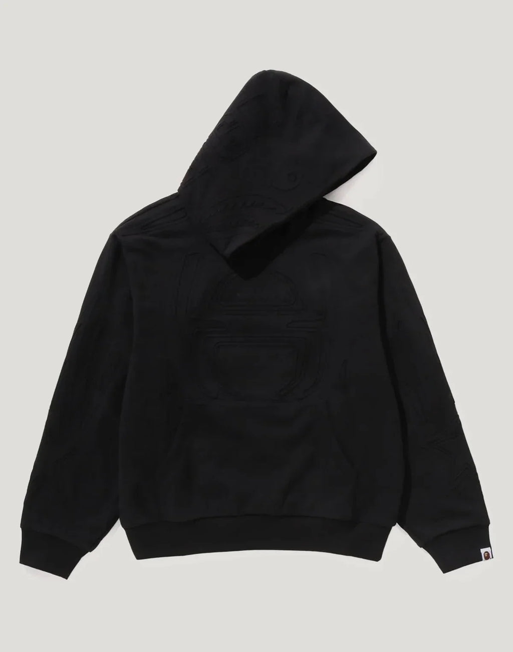 Padded Cropped Graphic Hoodie - Black