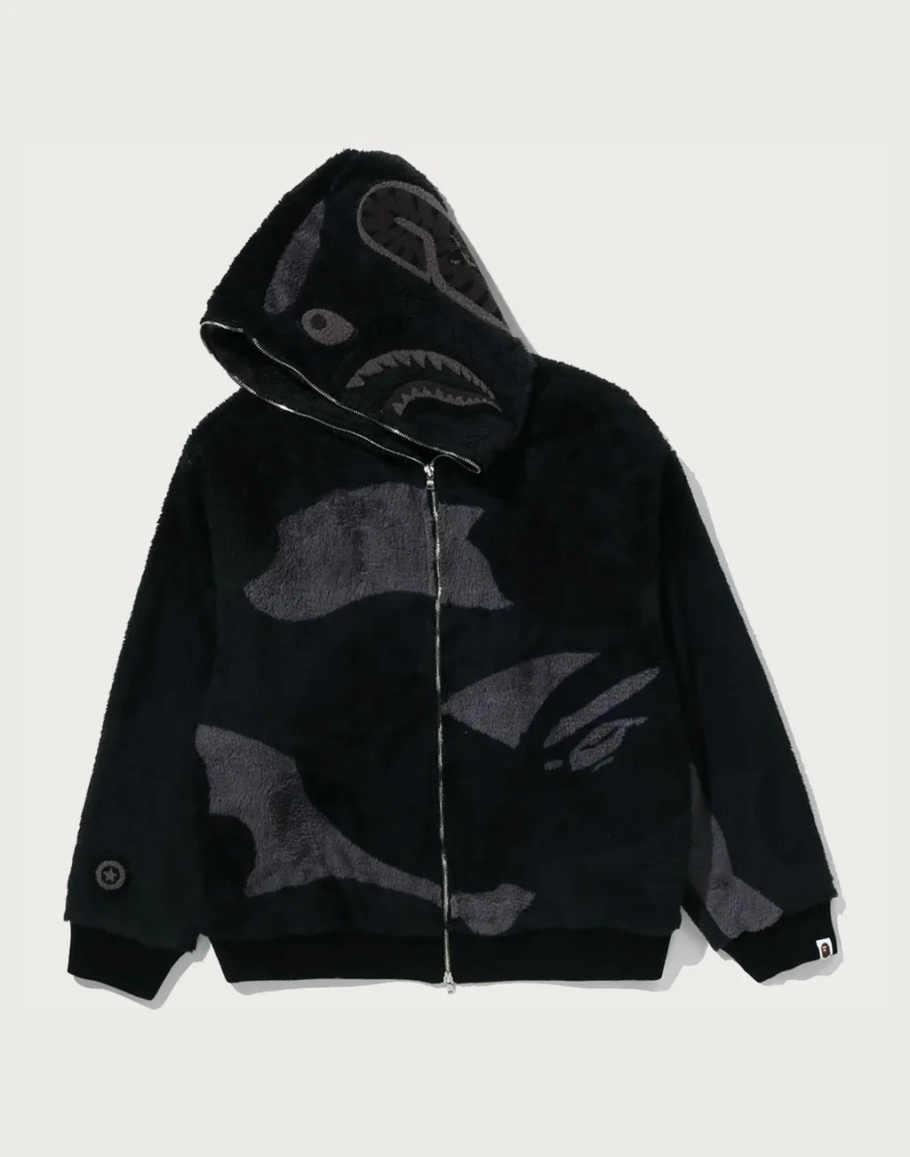 Camo Sherpa Full-Zip Jacket - Black