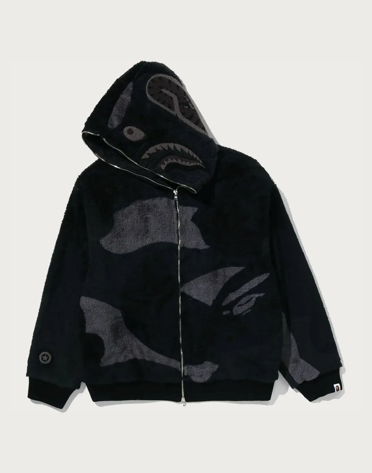 Camo Sherpa Full-Zip Jacket - Black