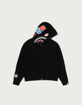 Cable-Knit Full-Zip Graphic Hoodie - Black