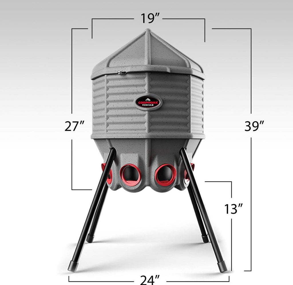 CoopWorx Poultry Feeder, 80 lb, Gray, 8 Ports