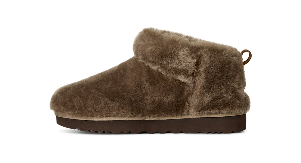 Women's Fluffy Ultra-Short Sheepskin Boot - Black