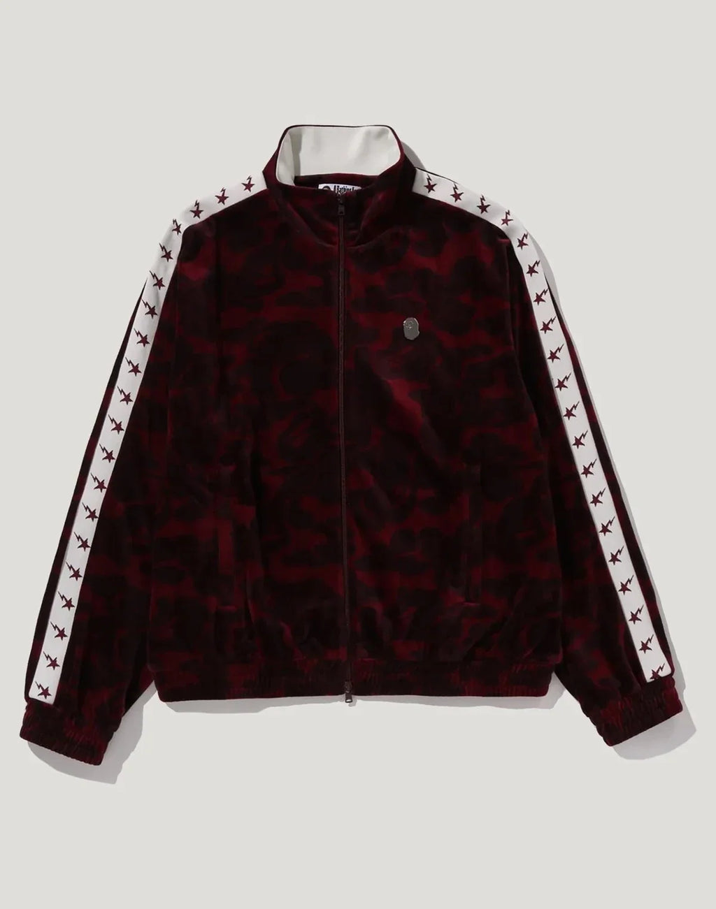Men's Relaxed Velour Track Jacket - Burgundy