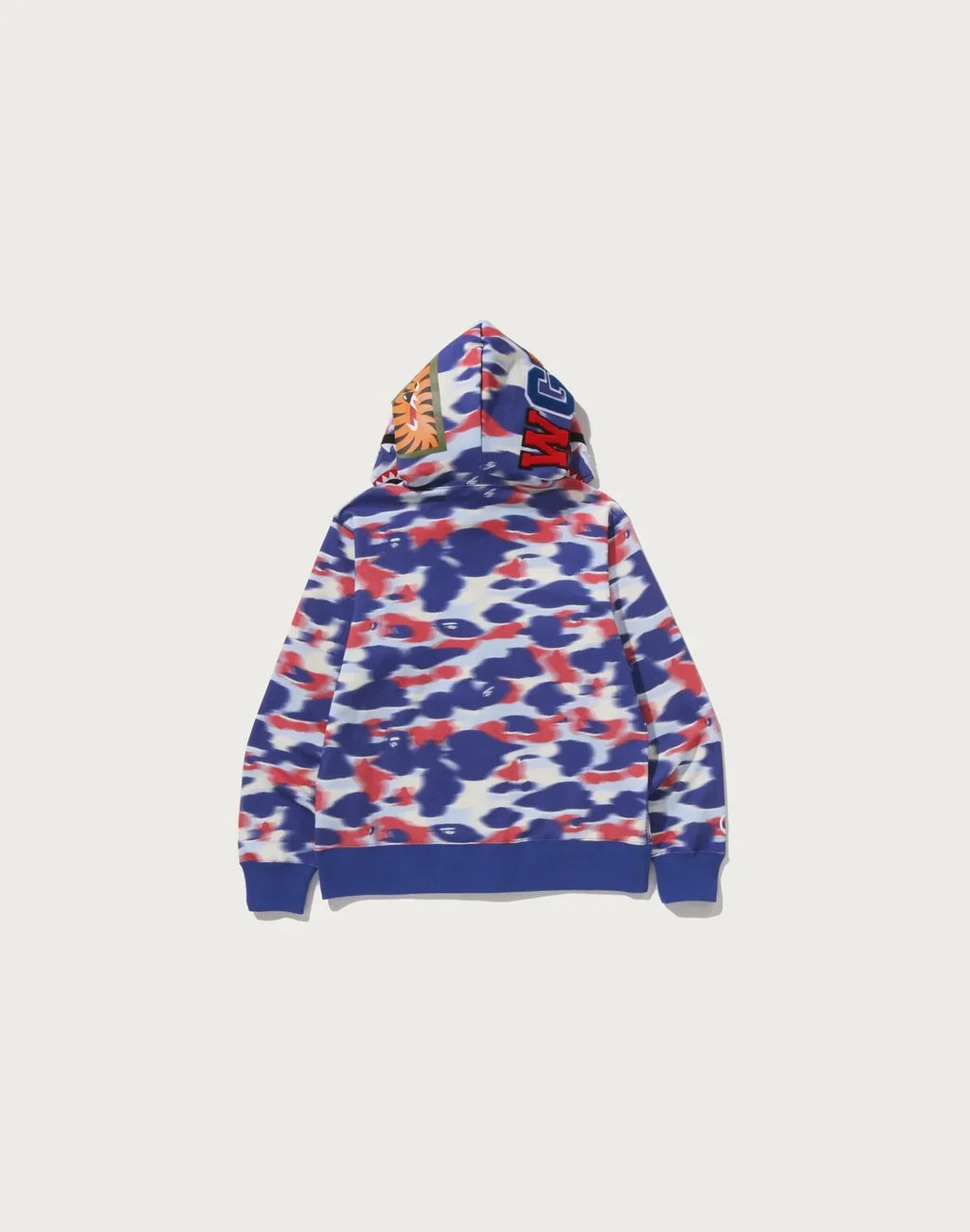 Printed Full-Zip Cotton Hoodie - Blue