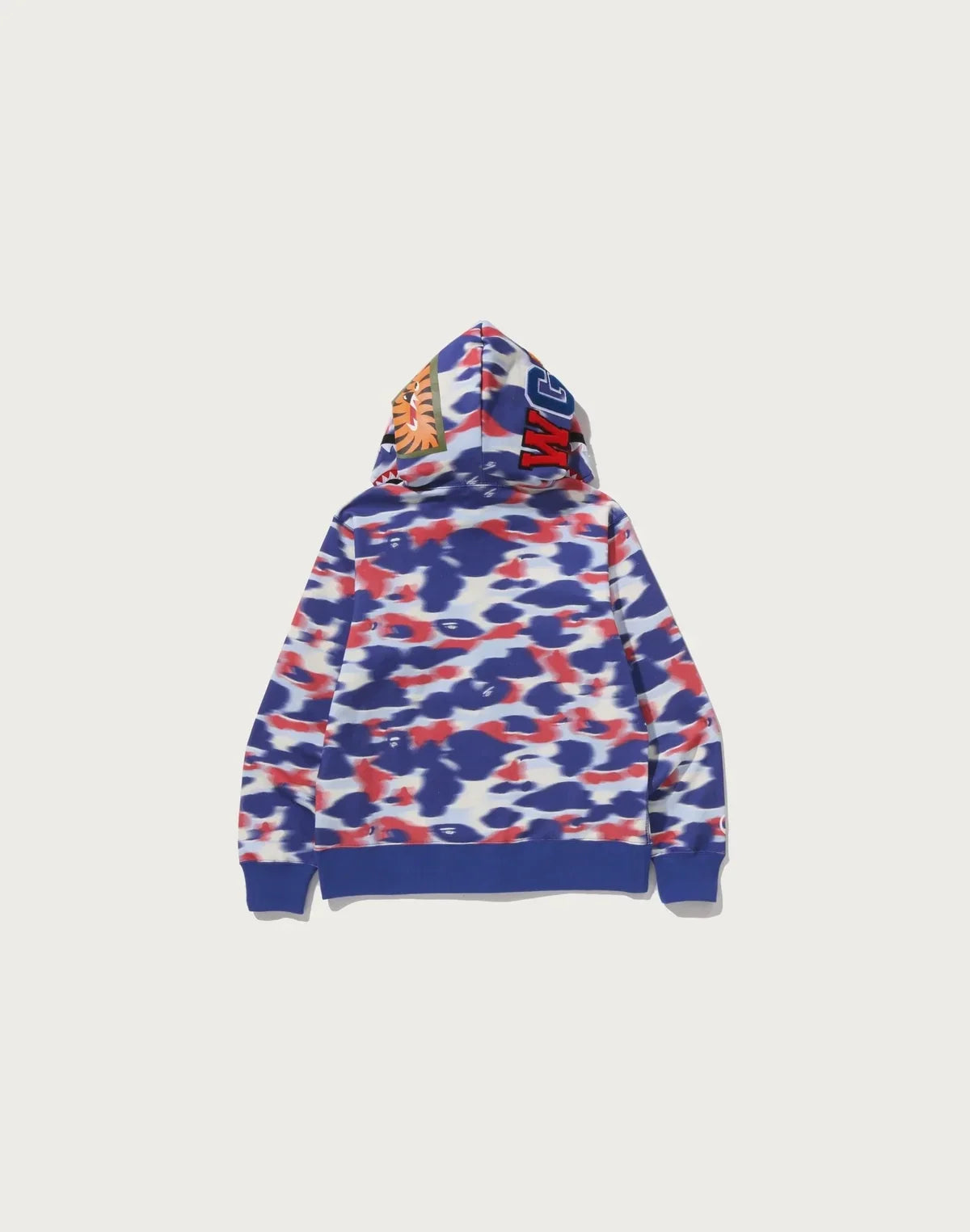 Printed Full-Zip Cotton Hoodie - Blue