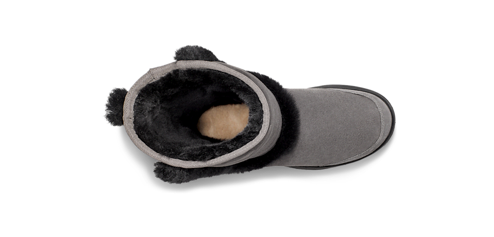Women's Knee-High Sheepskin Boot - Grey Black