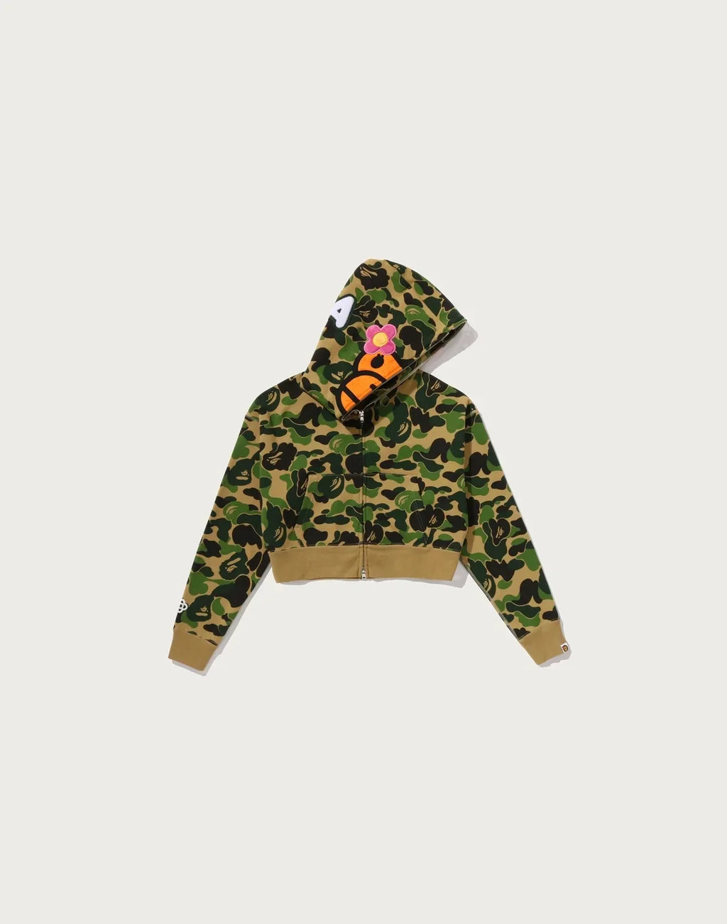 Women's Cropped Zip Hoodie - Green