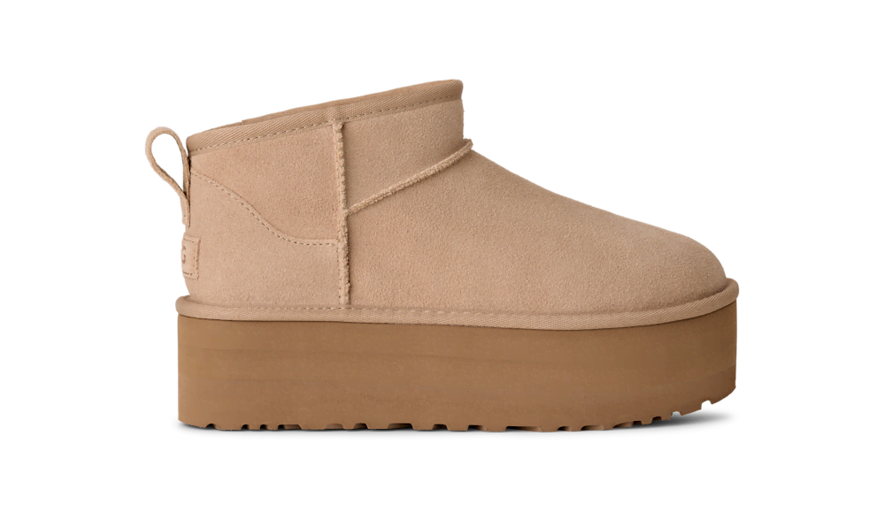 Women's Platform Ultra-Short Suede Boot - Sand