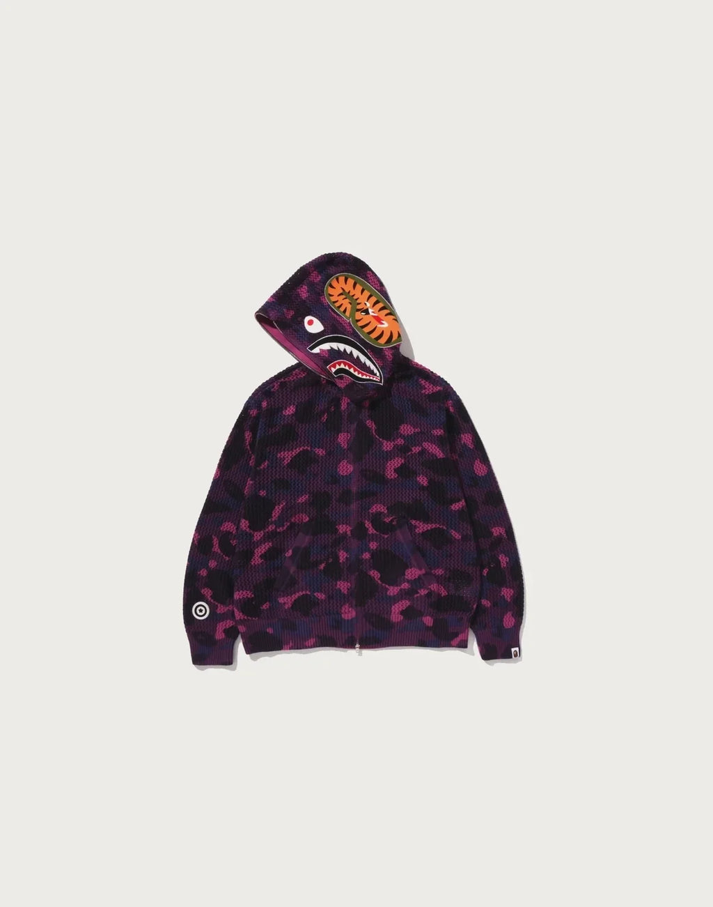 Relaxed Crochet Camo Full-Zip Hoodie - Purple