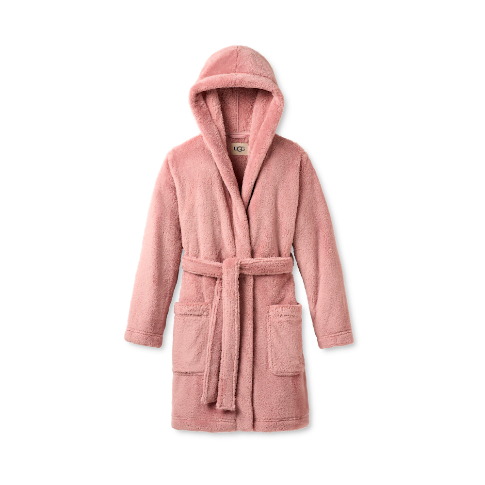 Women's Hooded Plush Fleece Robe - Cream