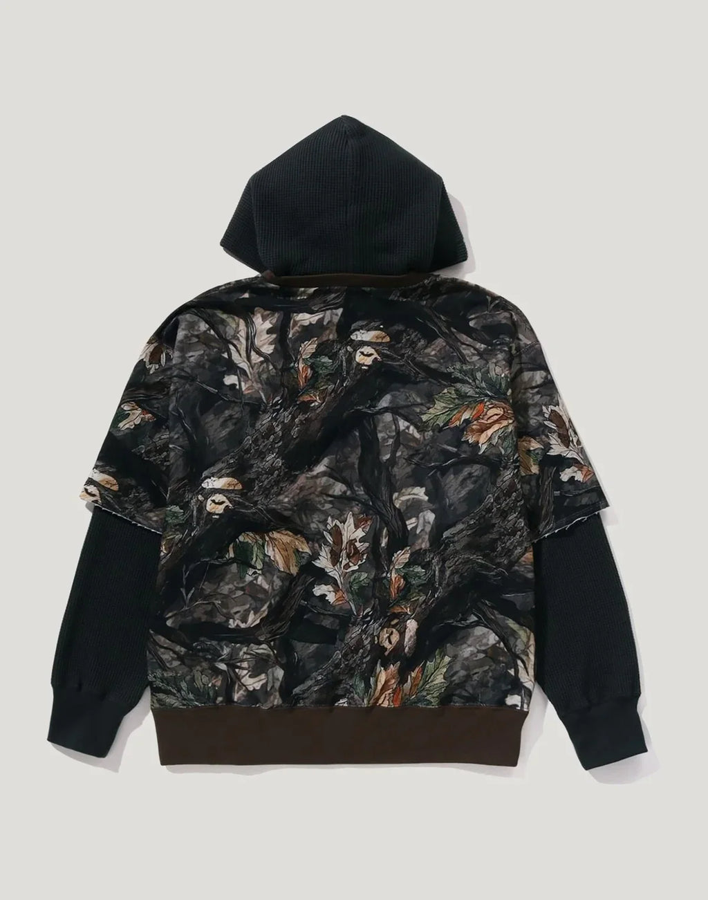 Men's Layered Camouflage Pullover Hoodie - Brown