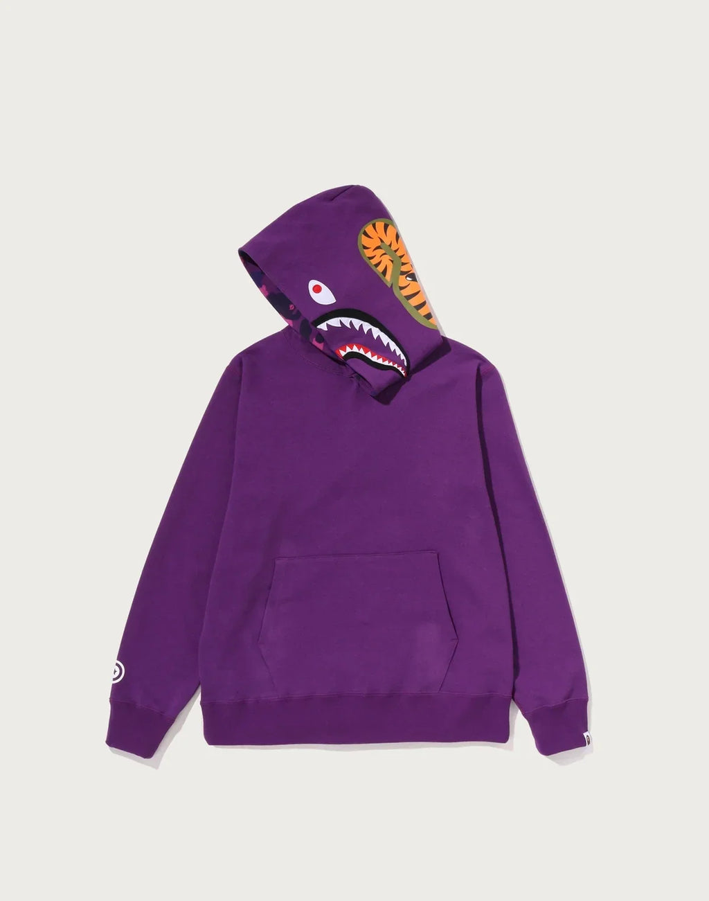 Camo Print Pullover Hoodie - Purple