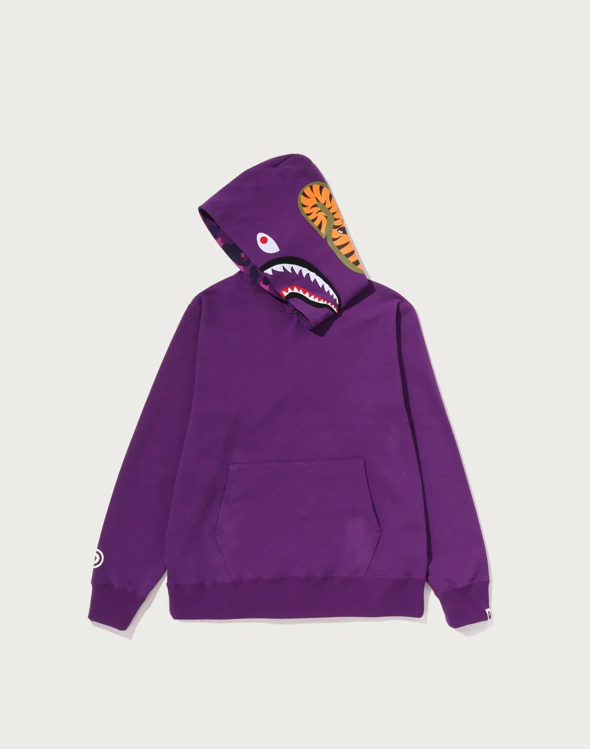 Camo Print Pullover Hoodie - Purple