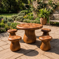 Rustic Round Dining Table With Tree Stump Design For Garden And Patio