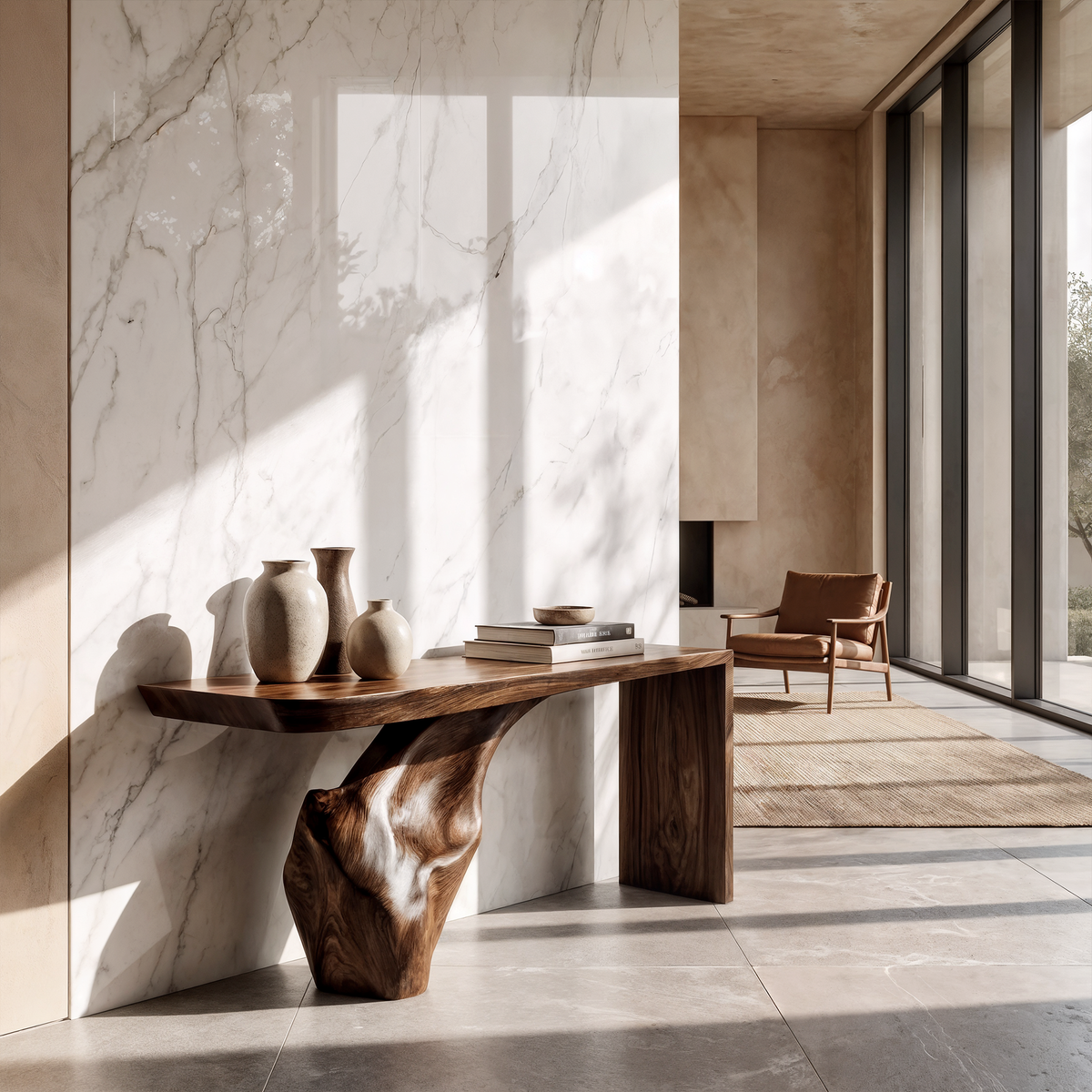 Organic Console Table Tree Root Base Design For Entryway Hallway