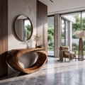 Sculptural Console Table Asymmetrical Hollow Base Design For Entryway