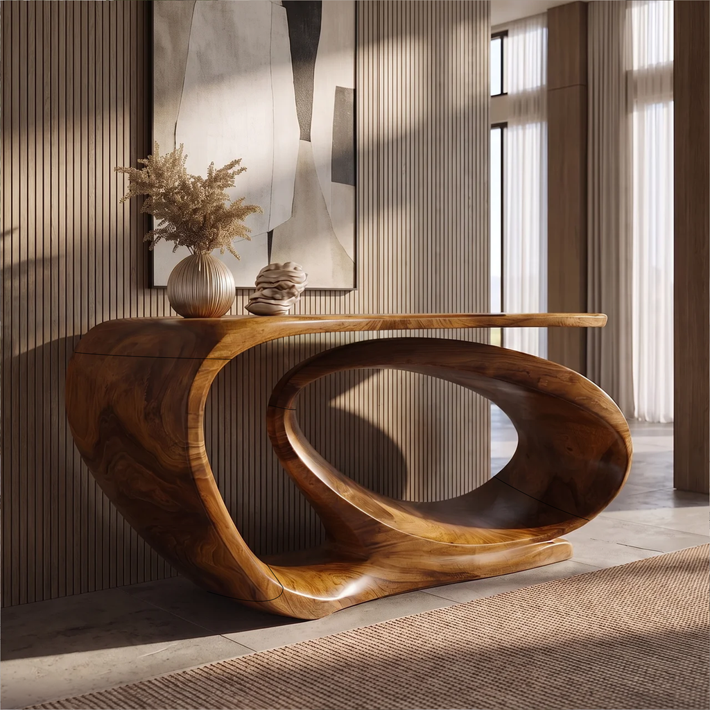 Console Table Sculptural Open Loop Base For Entryway Foyer Hallway