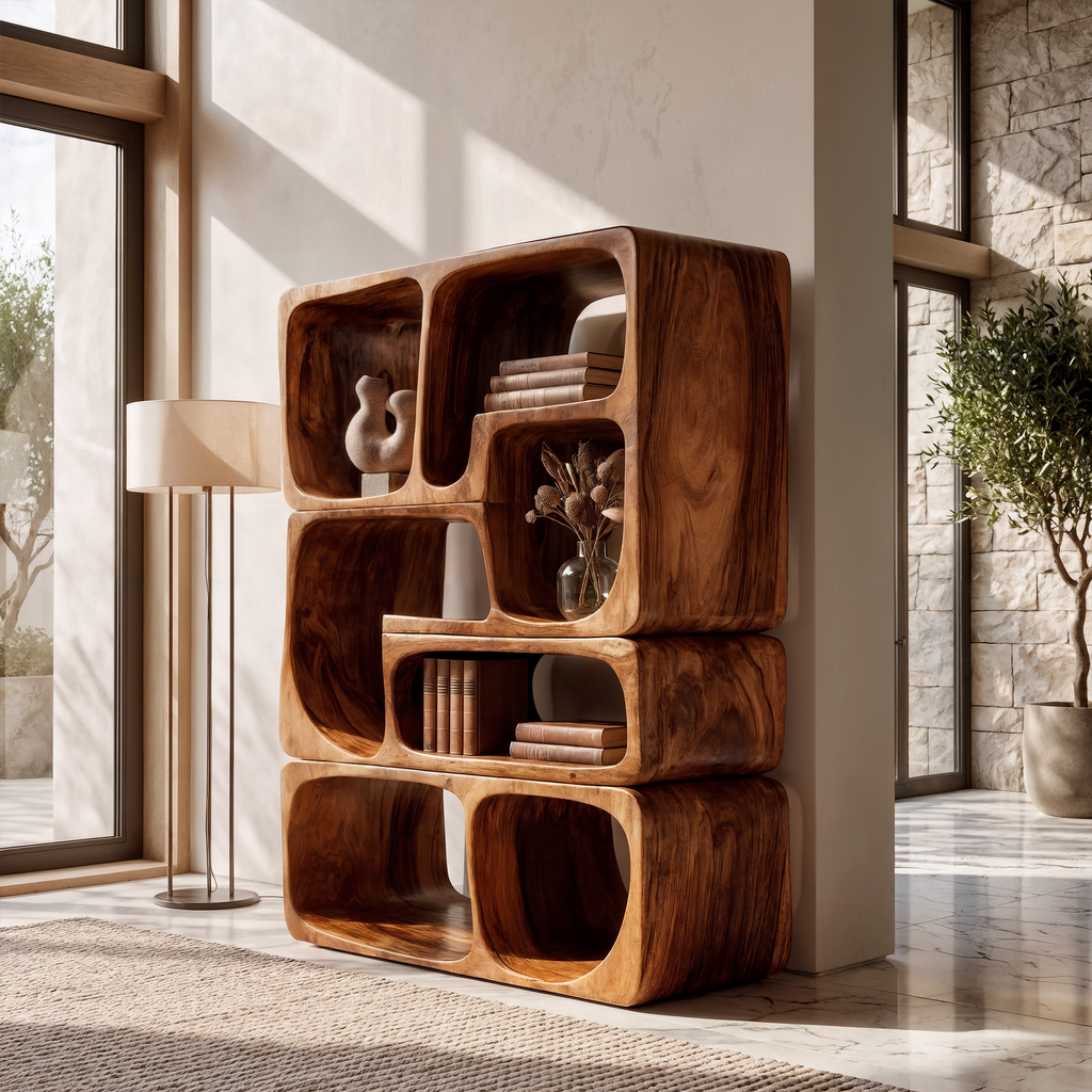 Mid Century Bookshelf Handcrafted Modular Shelves For Home Library