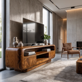 Rustic TV Stand With Handcrafted Organic Design For Living Room And Lounge