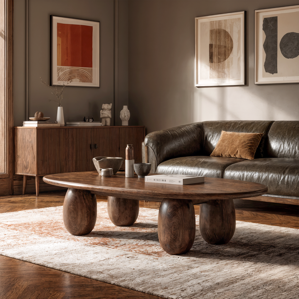 Organic Coffee Table With Sculptural Rounded Legs For Living Room And Lounge