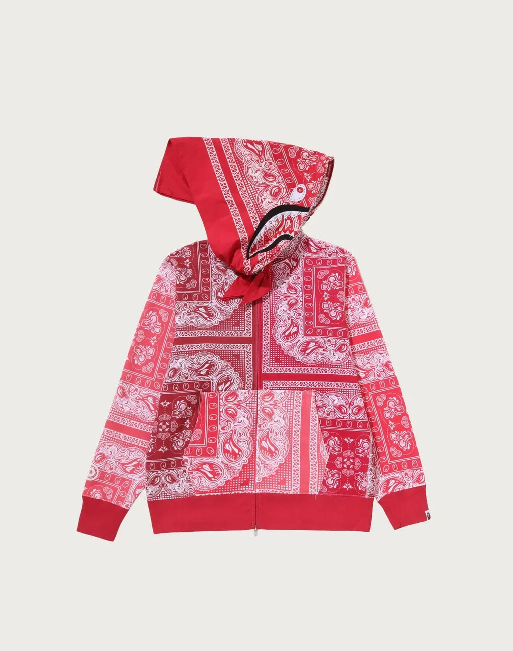Paisley Full-Zip Graphic Hoodie - Red