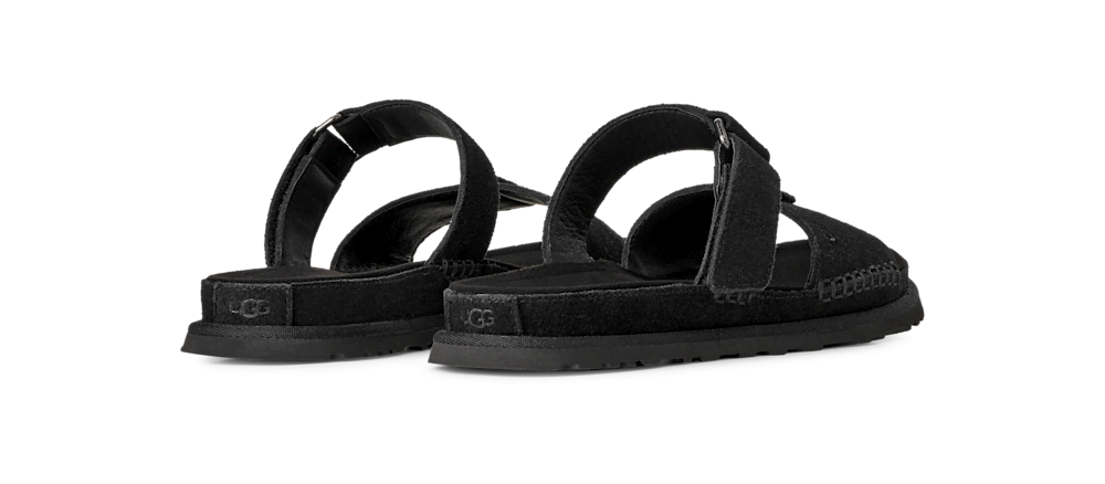 Women's Adjustable Suede Slide Sandal - Black