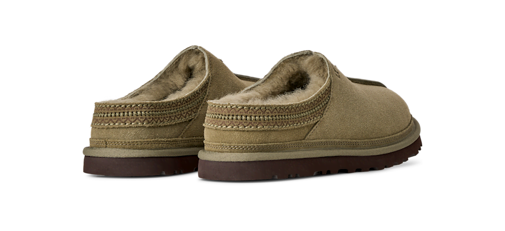 Men's Sheepskin Lined Suede Slip-On - Black