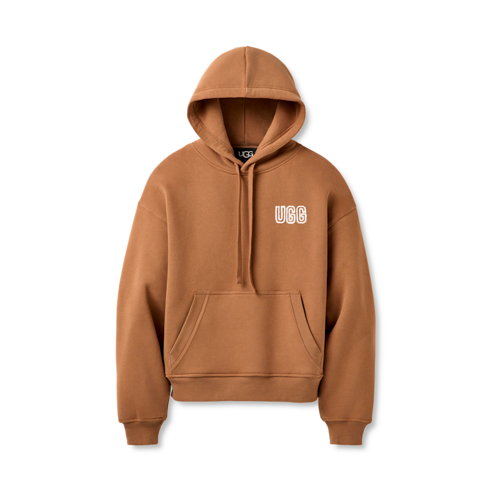 Women's Oversized Chenille Appliqué Hoodie - Black