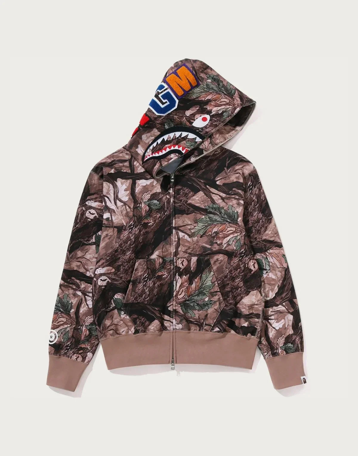 Camo Full-Zip Cotton Hoodie - White