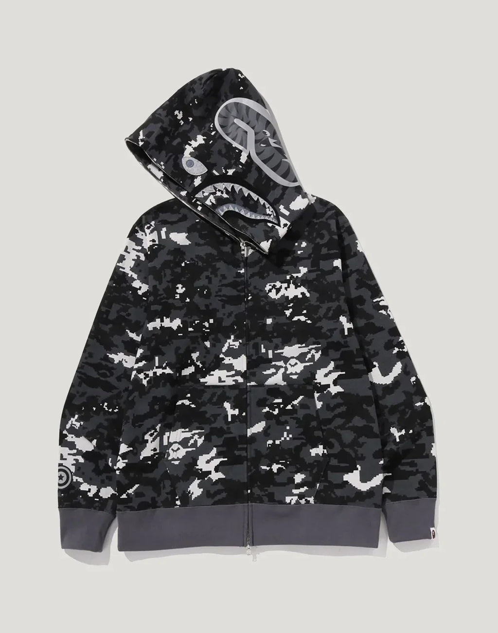Pixel Camo Full-Zip Cotton Hoodie - Green