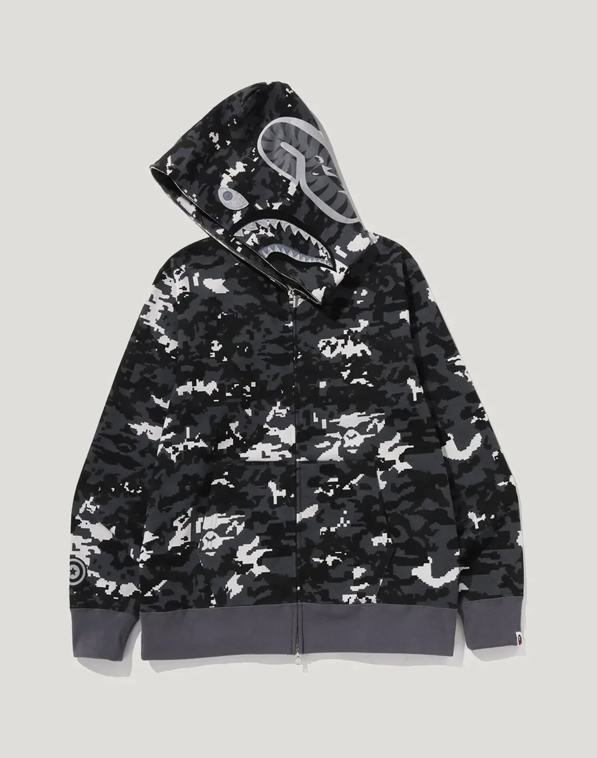 Pixel Camo Full-Zip Cotton Hoodie - Green
