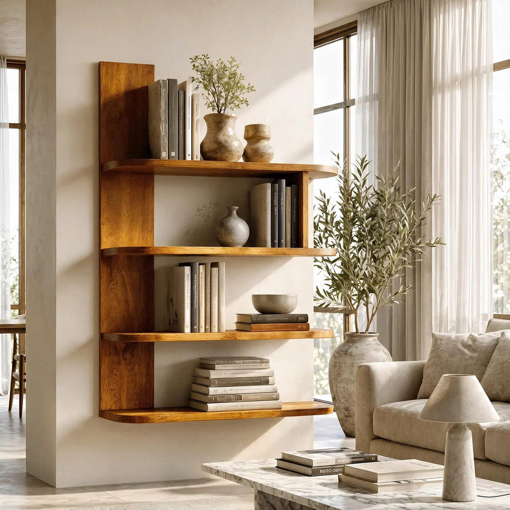 Organic Bookshelf Handcrafted Sculptural Design For Living Room