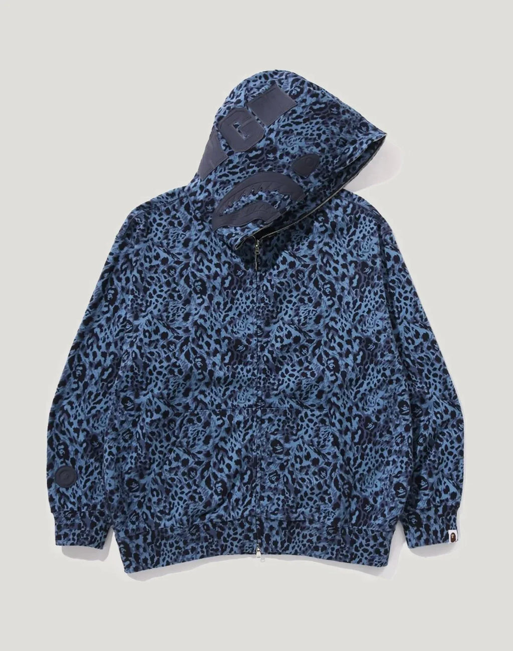 Leopard Print Full-Zip Hoodie - Gray