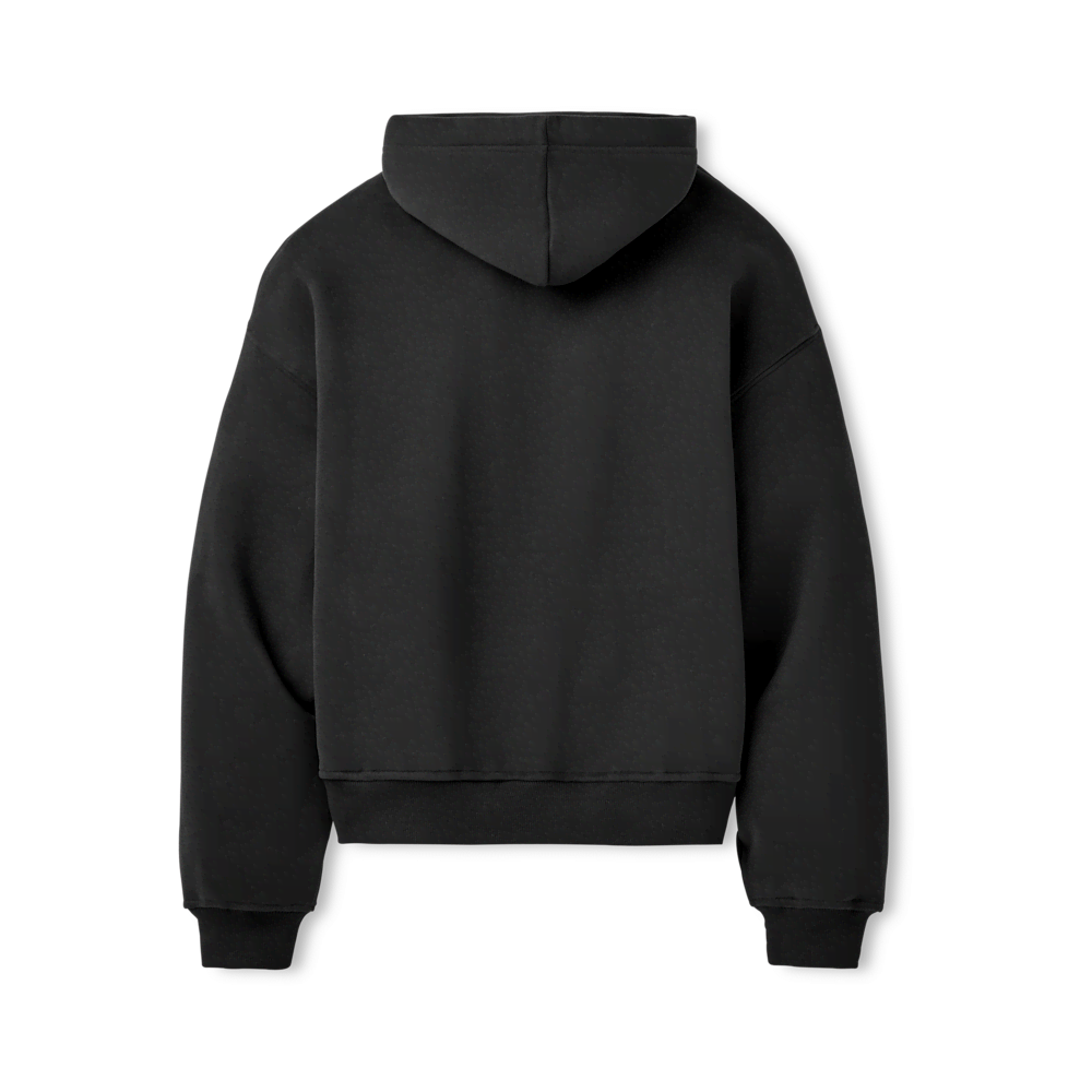 Women's Oversized Chenille Appliqué Hoodie - Black