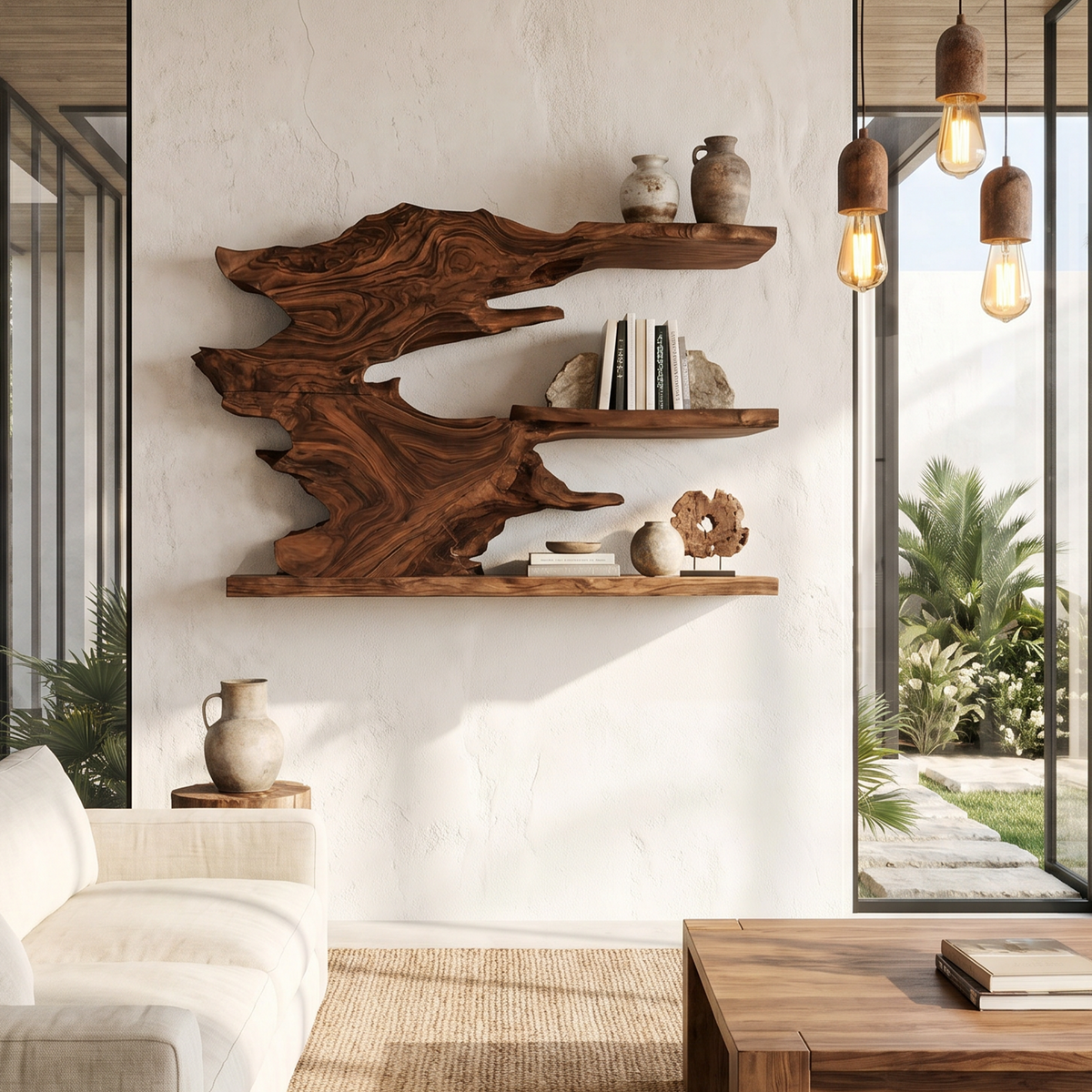 Organic Floating Shelf Display Shelves For Living Room