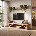 Organic Open Loop TV Cabinet Solid Wood Media Console For Living Room