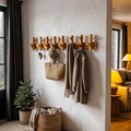 Rustic Wooden Wall Mounted Coat Rack Hook Organizer For Entryway Hallway