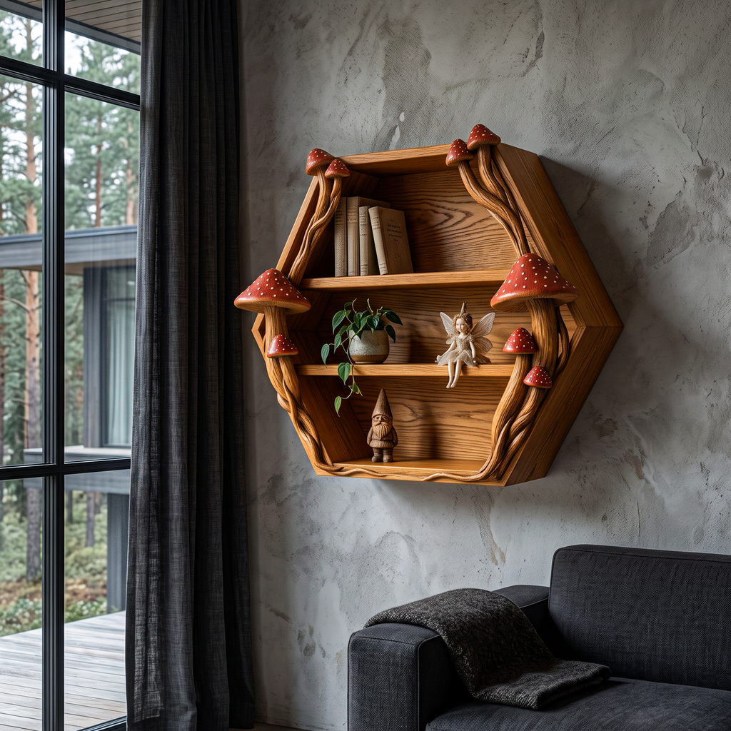 Minimalist Wall Bookshelf Handcrafted Solid Wood Shelves For Living Room