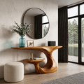 Mid Century Curved Loop Console Table For Entryway And Living Room