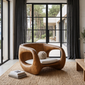 Contemporary Sculptural Chair With Flowing Armrest Design For Living Room