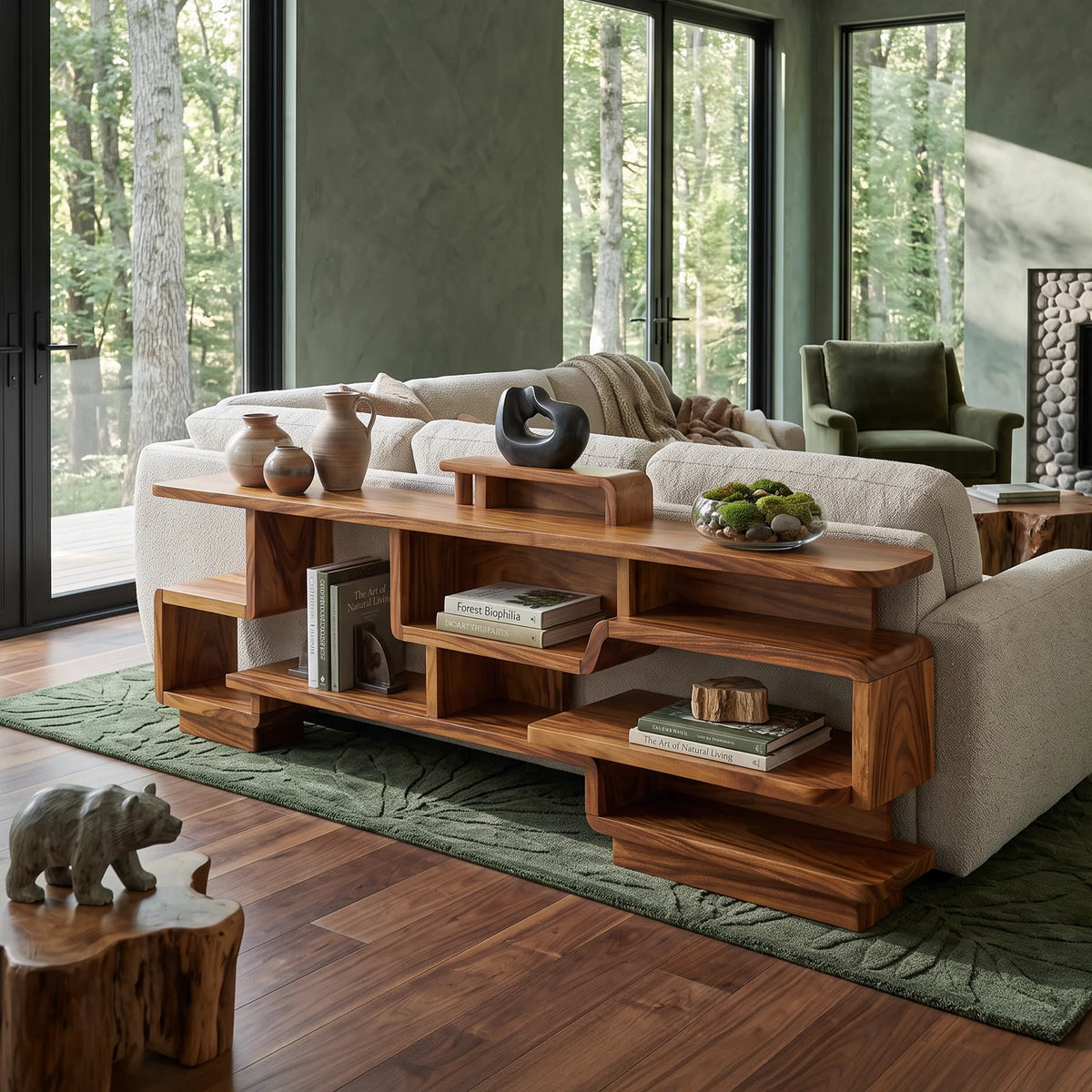 Modern Layered Storage Console For Living Room