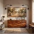 Minimalist Wooden Wave Carved Sideboard For Home
