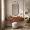 Organic Wall Mounted Makeup Vanity Carved Ribbed Drawers For Bedroom