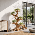 Natural Indoor Plant Stand With Flowing Tree Form For Living Room And Balcony