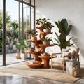 Organic Multi Tier Tree Plant Stand Solid Wood For Living Room