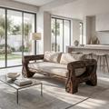 Organic Sofa Frame With Sculptural Open Loop Armrests For Living Room