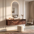 Contemporary Wall Mounted Makeup Vanity Relief Carved Drawers For Bedroom