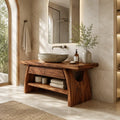 Mediterranean Curved Frame Bathroom Vanity For Master Bathroom